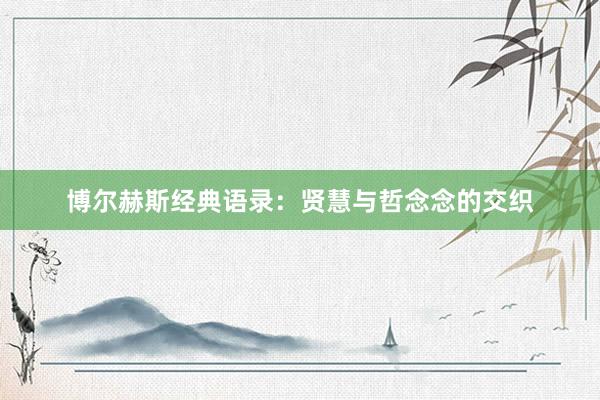 博尔赫斯经典语录：贤慧与哲念念的交织